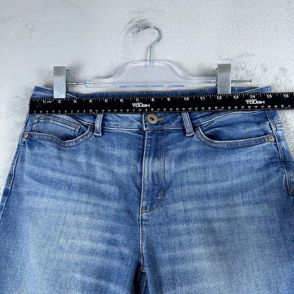 J. Jill Demi Bootcut Jeans Size 8 Frayed Hem Womens Mid Rise Light Wash Blue - Picture 7 of 12